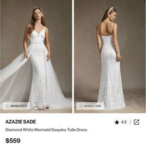 Azazie Diamond White‎ Mermaid Sequins Tulle Dress